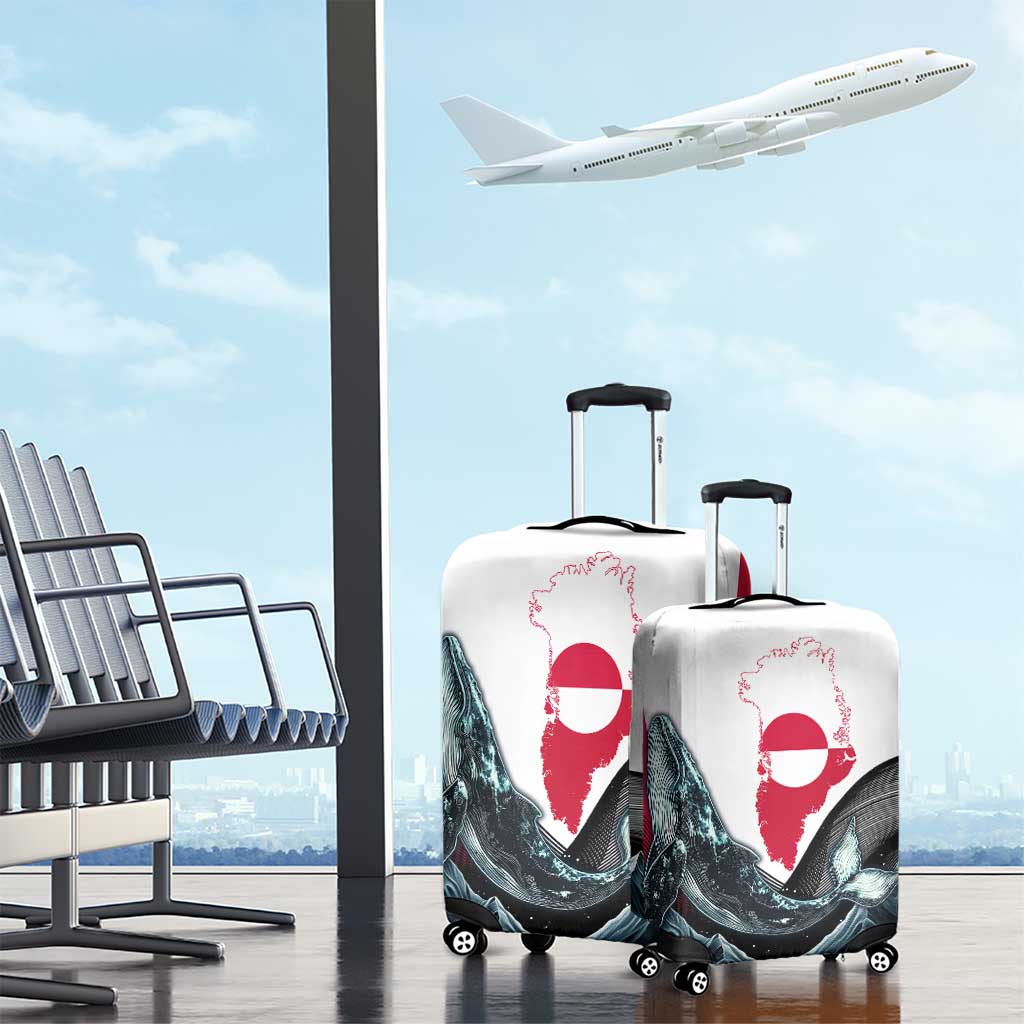 Greenland Whale Luggage Cover with Arctic Waves and Where the Ice Meets the Sky Text Design TS04