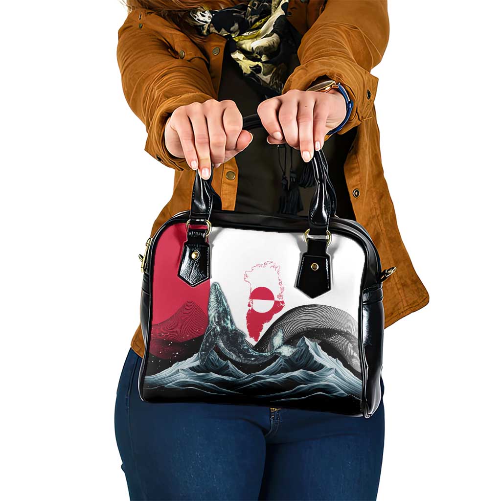 Greenland Whale Shoulder Handbag with Arctic Waves and Where the Ice Meets the Sky Text Design TS04
