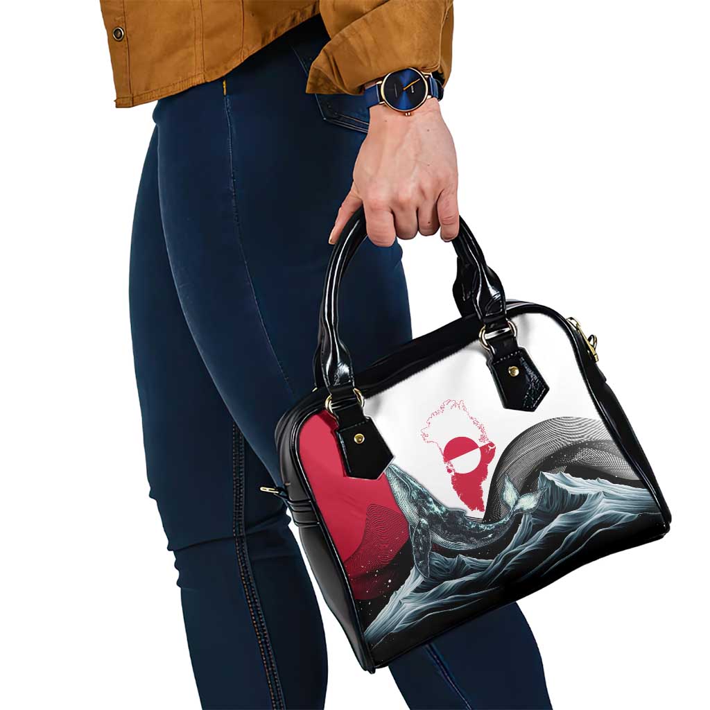 Greenland Whale Shoulder Handbag with Arctic Waves and Where the Ice Meets the Sky Text Design TS04