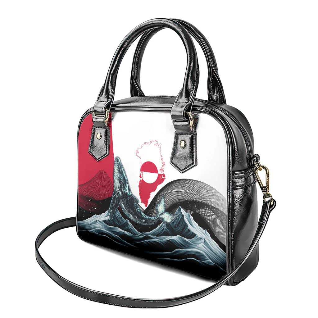 Greenland Whale Shoulder Handbag with Arctic Waves and Where the Ice Meets the Sky Text Design TS04