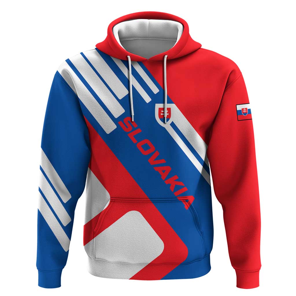 Slovakia Red Blue White Geometric Flag Design Hoodie with National Crest TS04