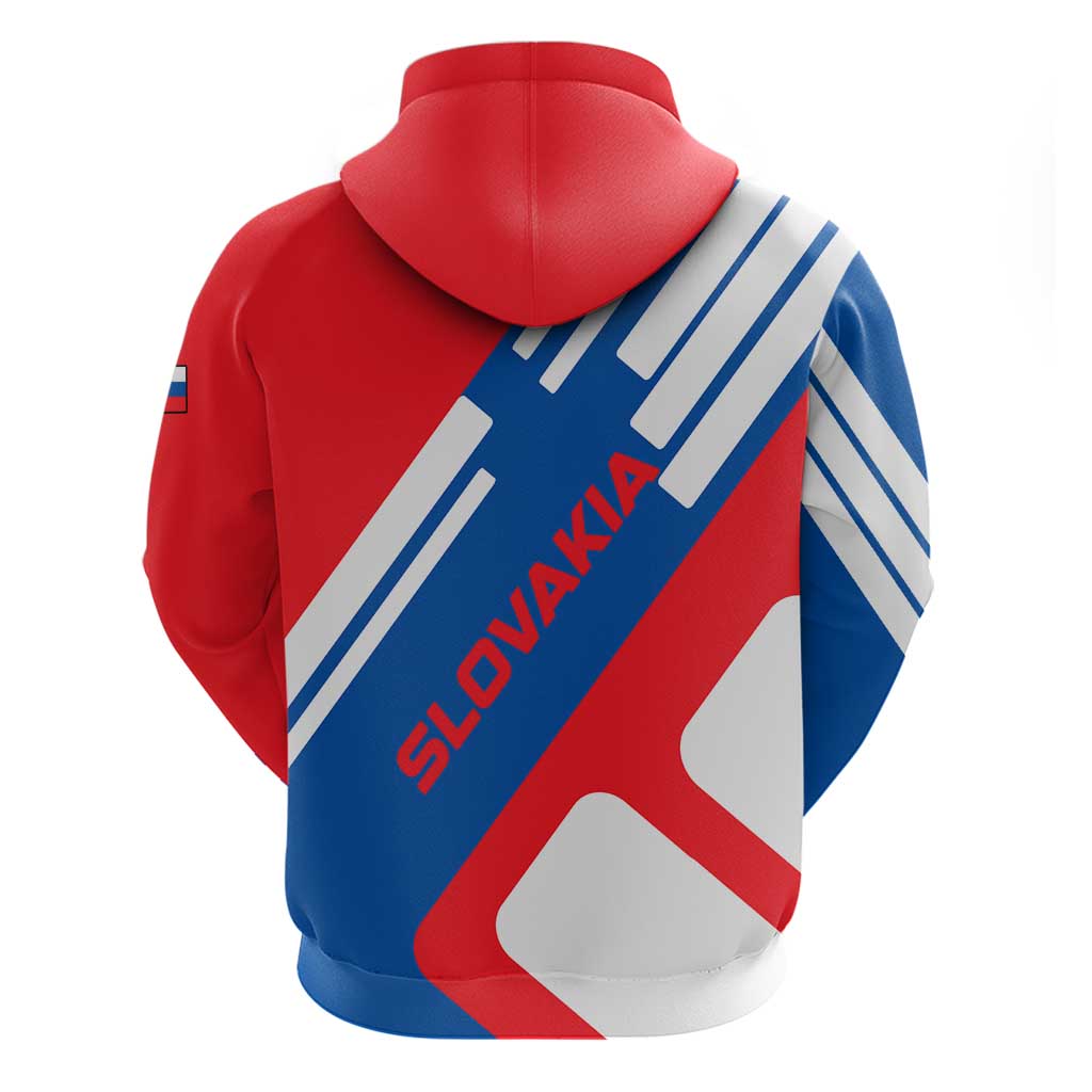 Slovakia Red Blue White Geometric Flag Design Hoodie with National Crest TS04