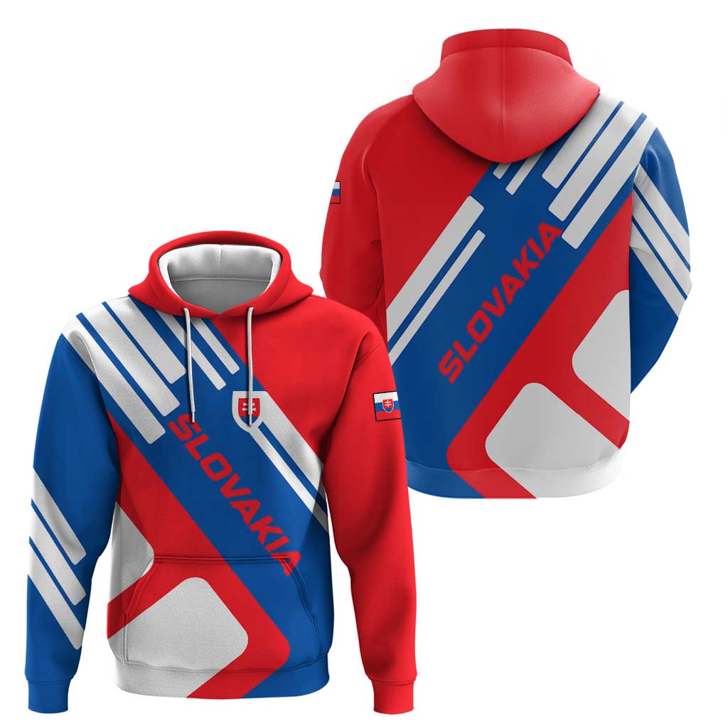 Slovakia Red Blue White Geometric Flag Design Hoodie with National Crest TS04