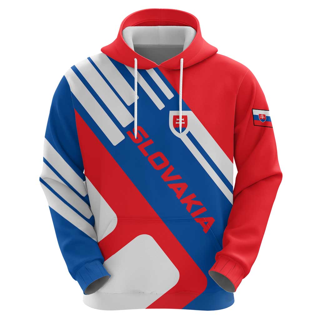 Slovakia Red Blue White Geometric Flag Design Hoodie with National Crest TS04