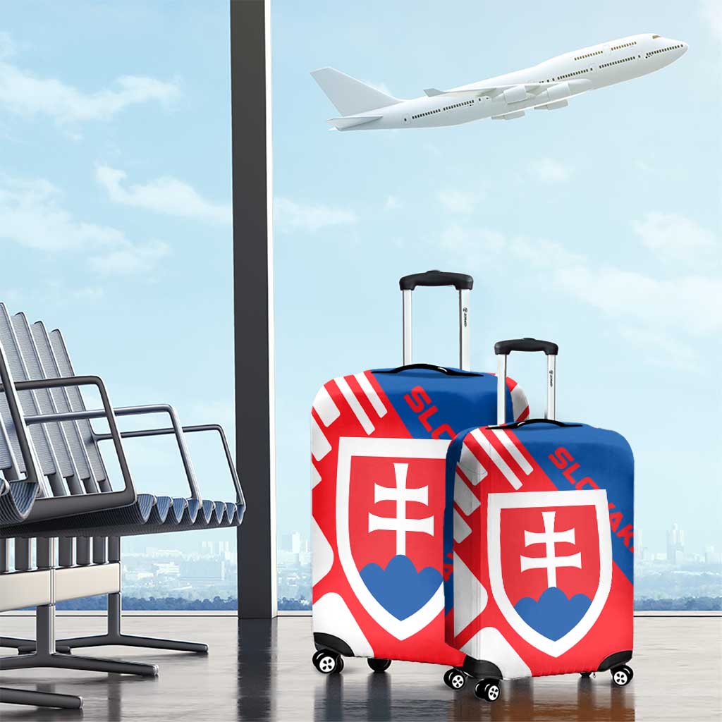 Slovakia  Red Blue White Geometric Flag Design Luggage Cover with National Crest TS04
