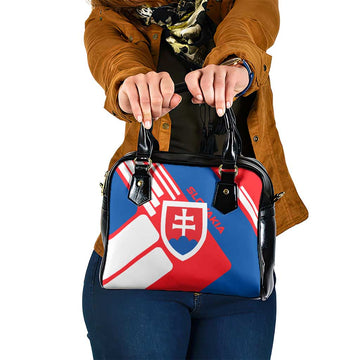 Slovakia  Red Blue White Geometric Flag Design Shoulder Handbag with National Crest TS04