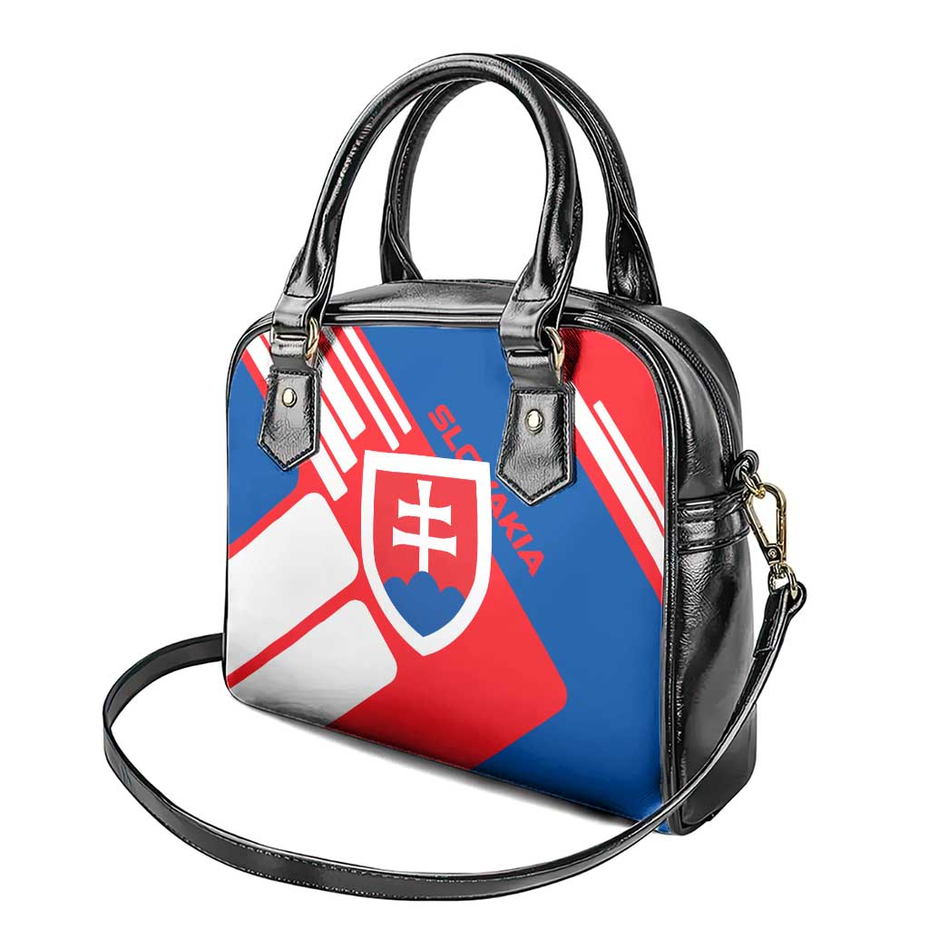 Slovakia  Red Blue White Geometric Flag Design Shoulder Handbag with National Crest TS04