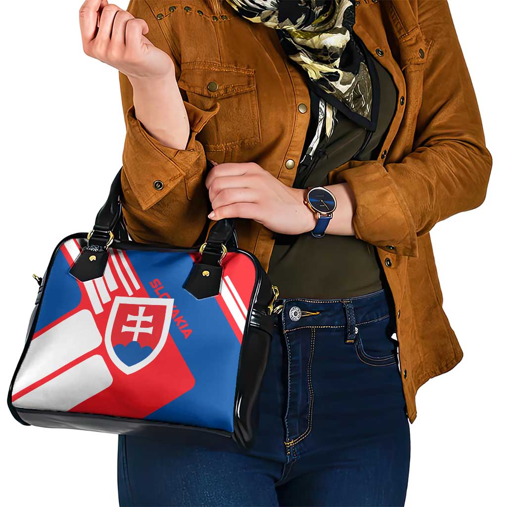 Slovakia  Red Blue White Geometric Flag Design Shoulder Handbag with National Crest TS04