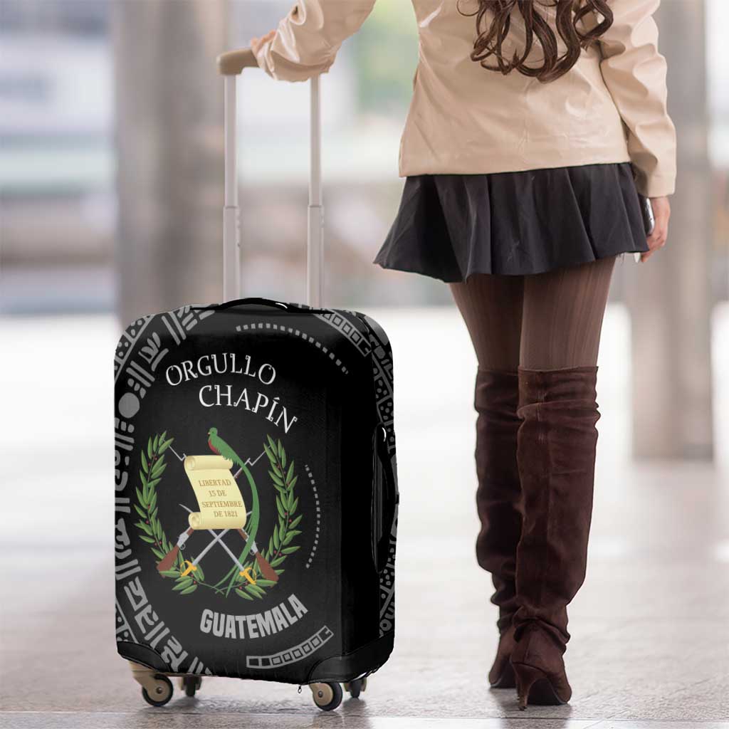 Guatemala National Emblem Luggage Cover with Mayan Pattern and Orgullo Chapin Quote Design TS04