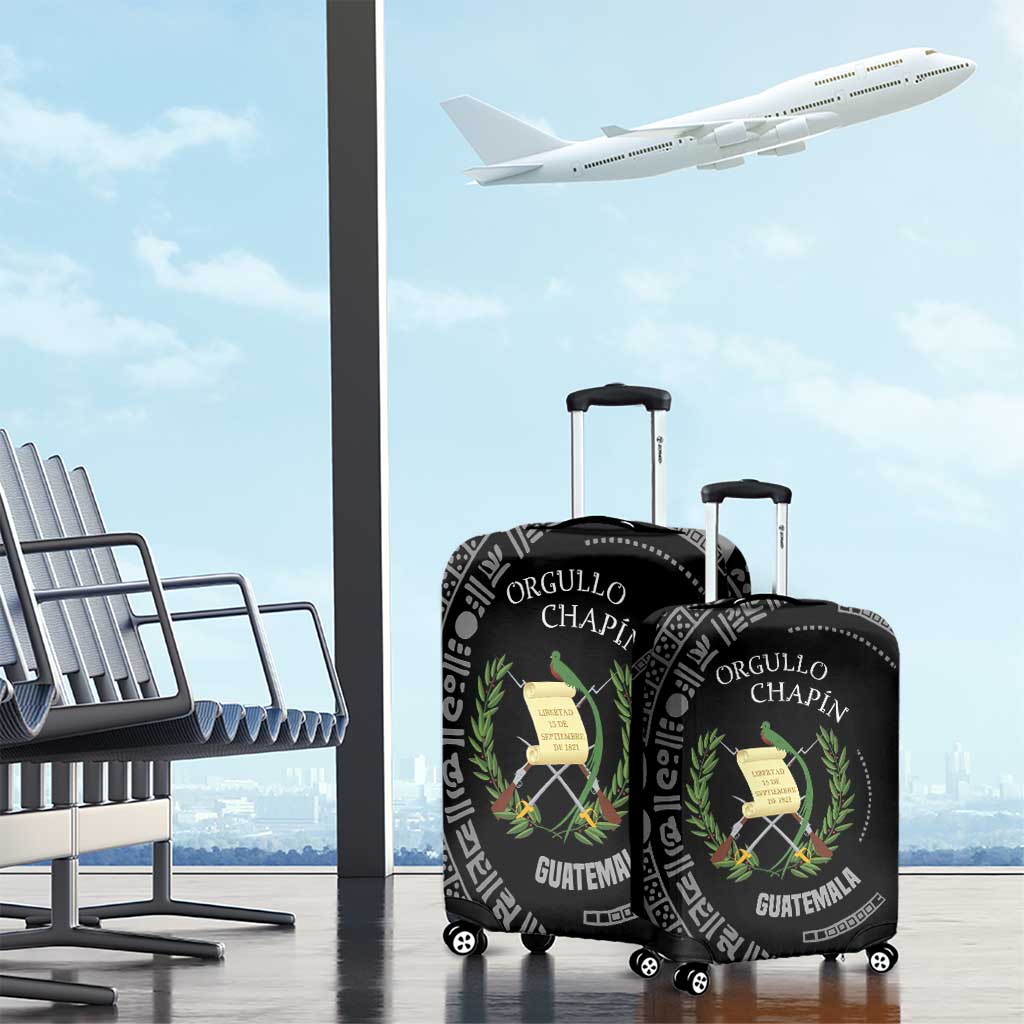 Guatemala National Emblem Luggage Cover with Mayan Pattern and Orgullo Chapin Quote Design TS04