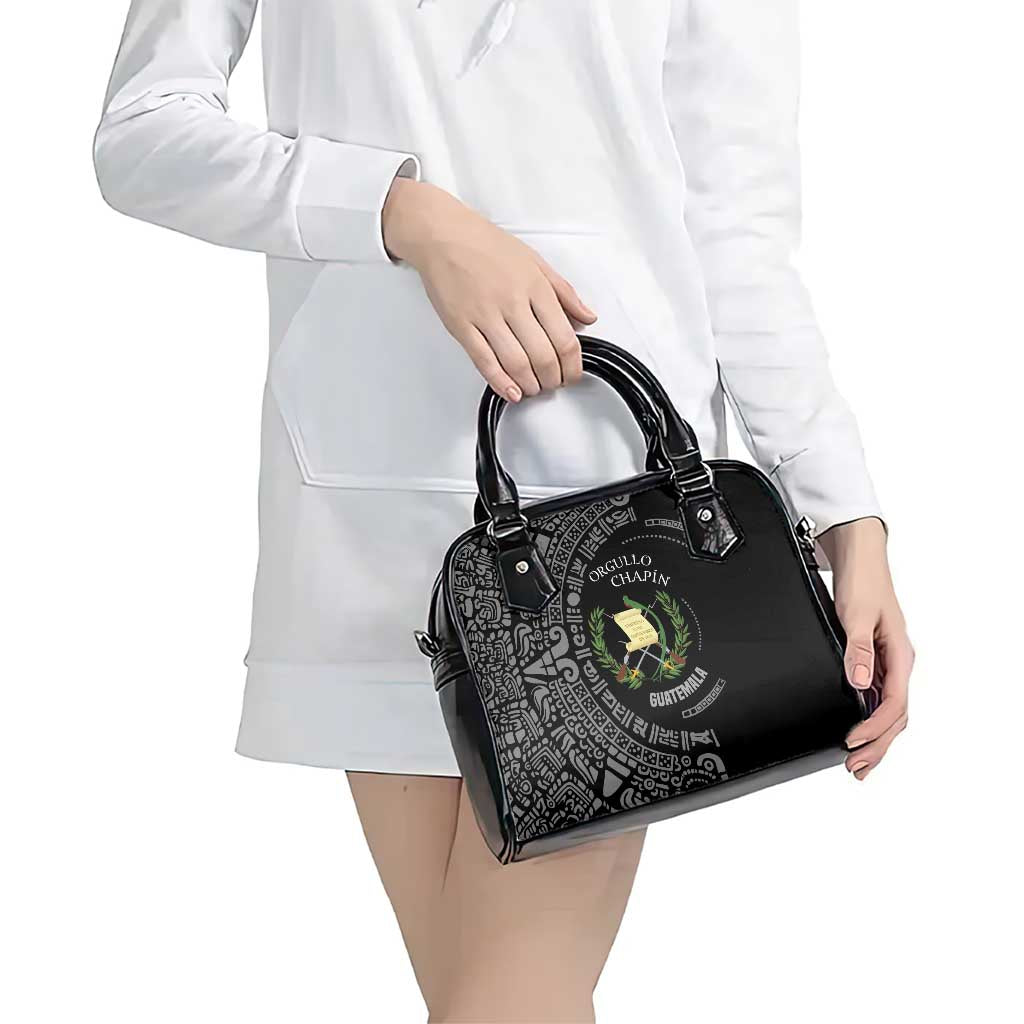 Guatemala National Emblem Shoulder Handbag with Mayan Pattern and Orgullo Chapin Quote Design TS04