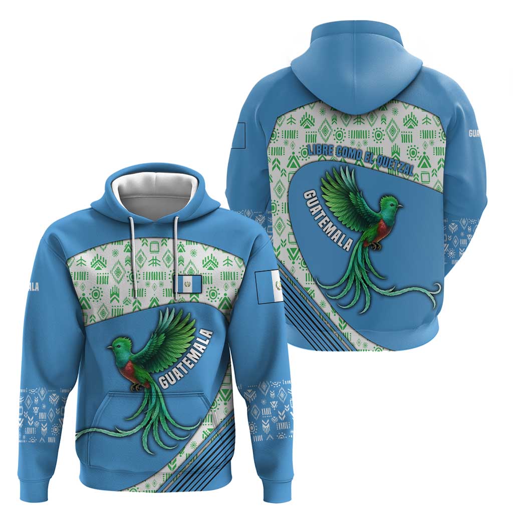 Guatemala Quetzal Bird Hoodie with Tribal Motif and Libre Como El Quetzal Design TS04
