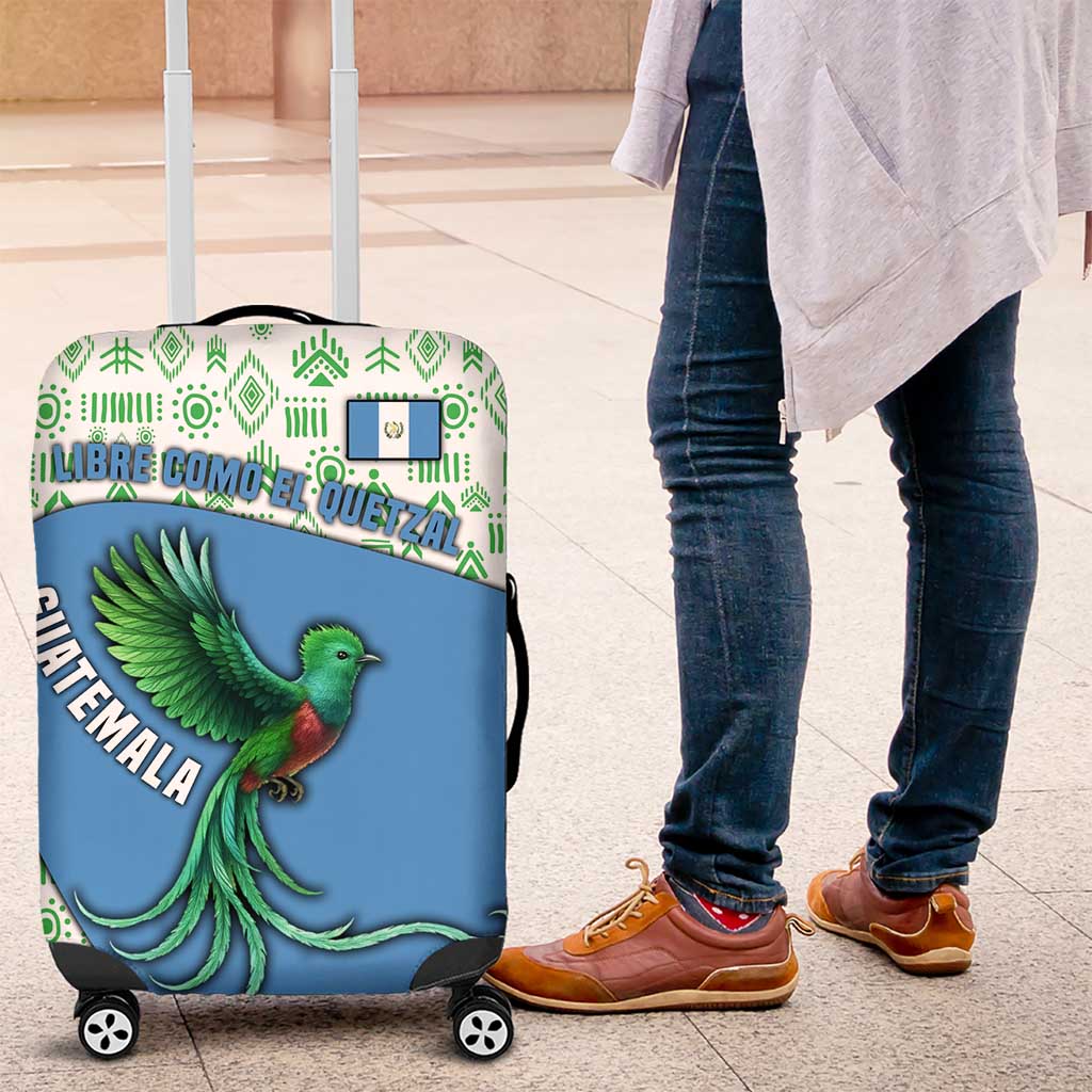 Guatemala Quetzal Bird Luggage Cover with Tribal Motif and Libre Como El Quetzal Design TS04