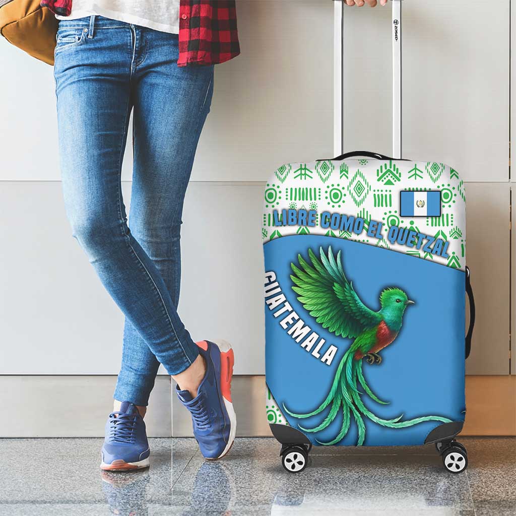 Guatemala Quetzal Bird Luggage Cover with Tribal Motif and Libre Como El Quetzal Design TS04