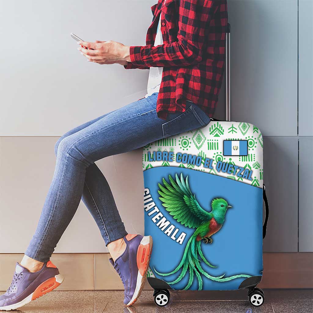 Guatemala Quetzal Bird Luggage Cover with Tribal Motif and Libre Como El Quetzal Design TS04