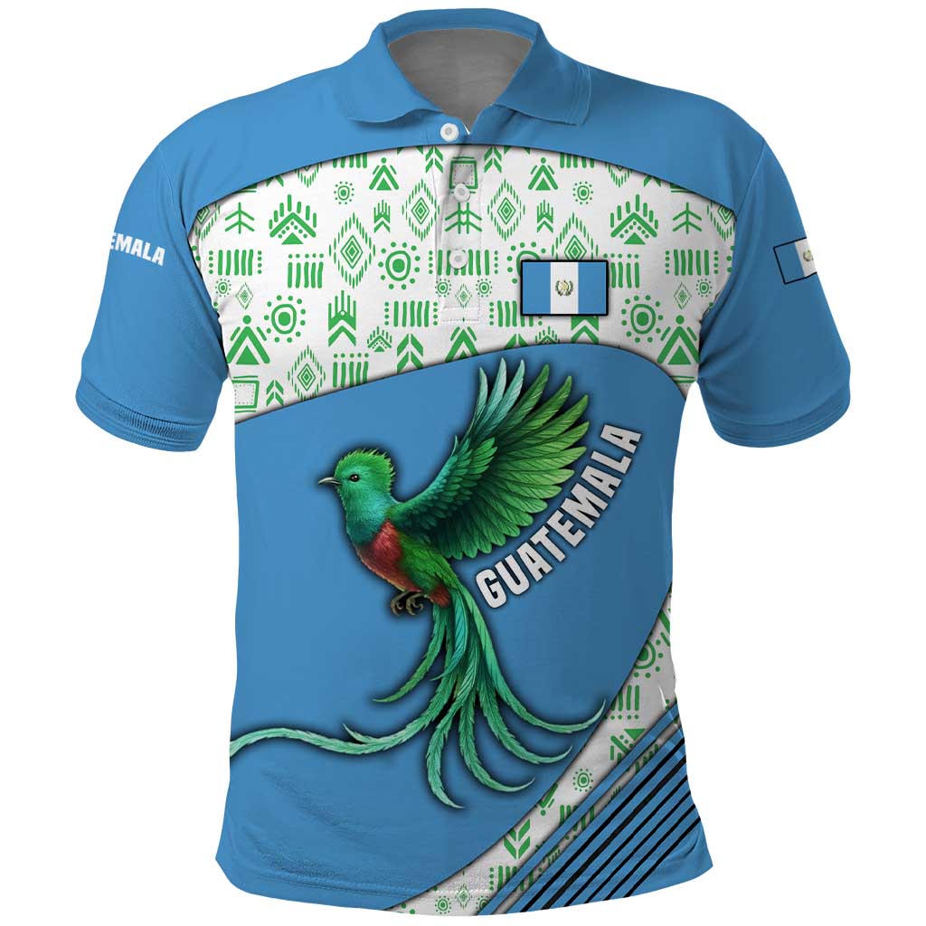 Guatemala Quetzal Bird Polo Shirt with Tribal Motif and Libre Como El Quetzal Design TS04