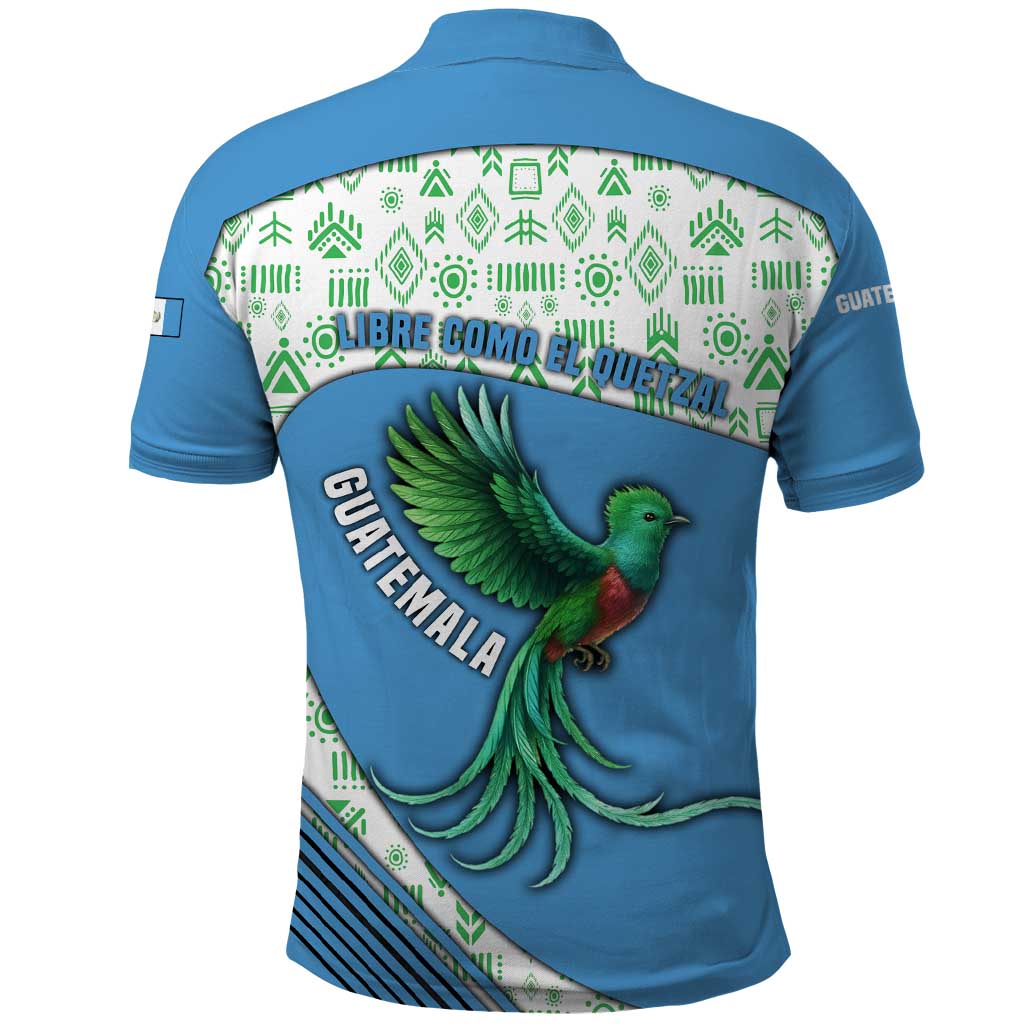 Guatemala Quetzal Bird Polo Shirt with Tribal Motif and Libre Como El Quetzal Design TS04