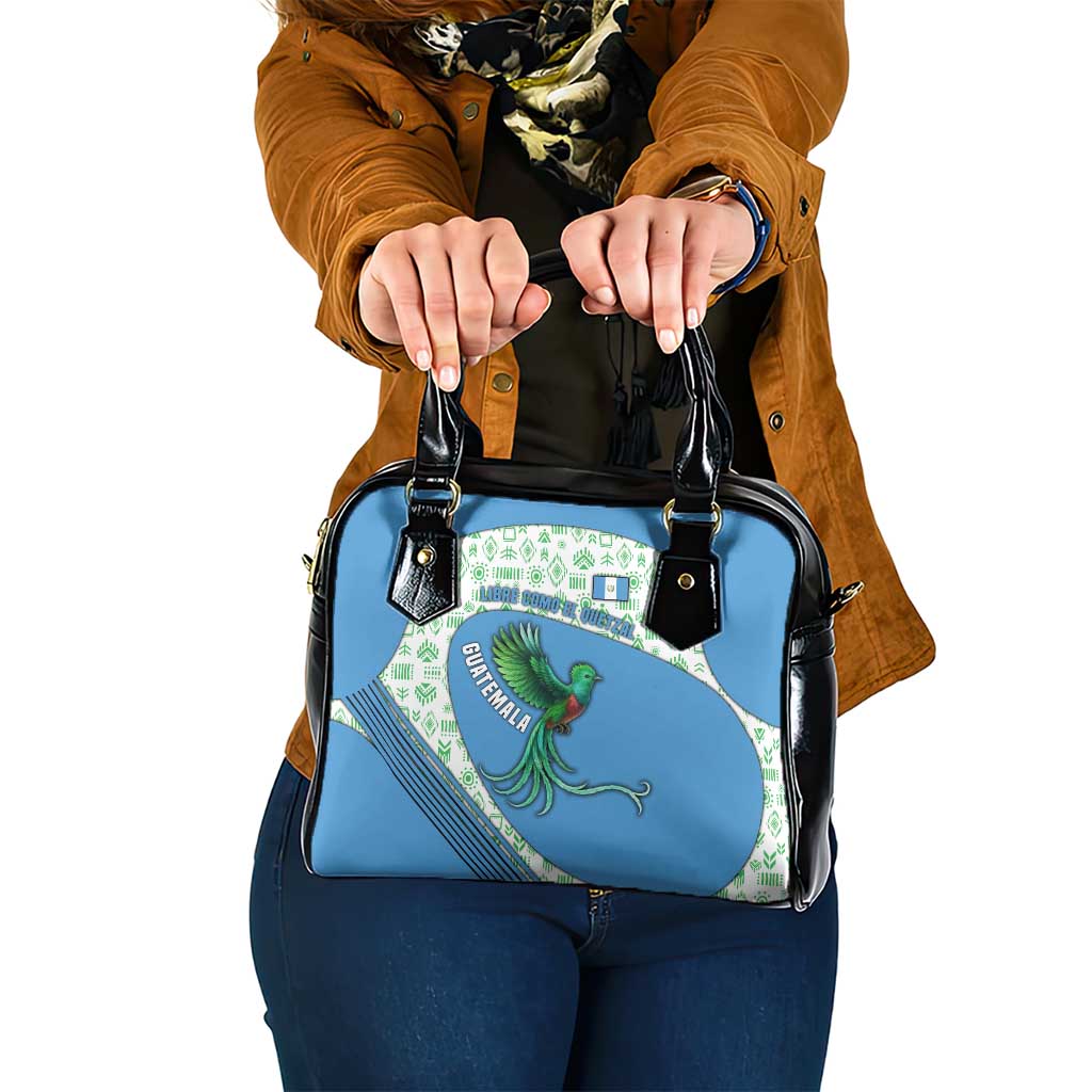 Guatemala Quetzal Bird Shoulder Handbag with Tribal Motif and Libre Como El Quetzal Design TS04