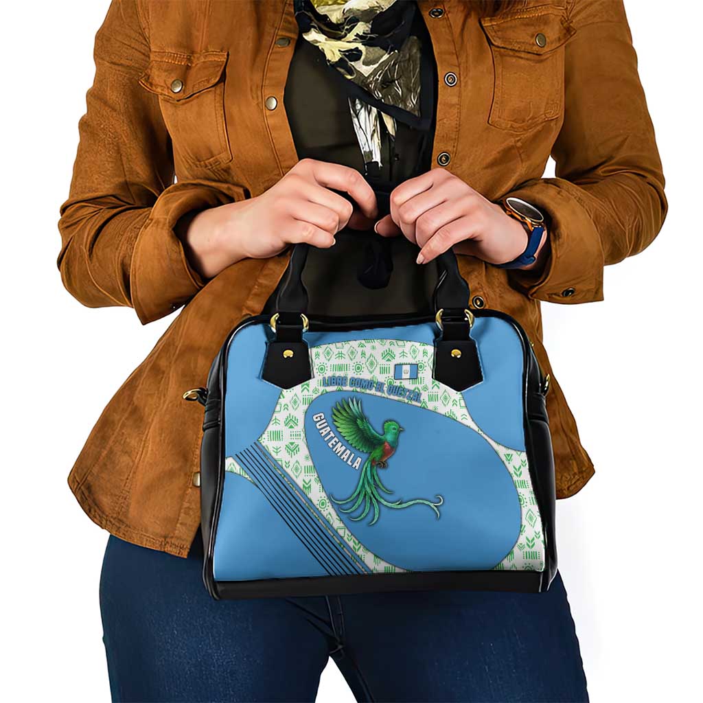 Guatemala Quetzal Bird Shoulder Handbag with Tribal Motif and Libre Como El Quetzal Design TS04