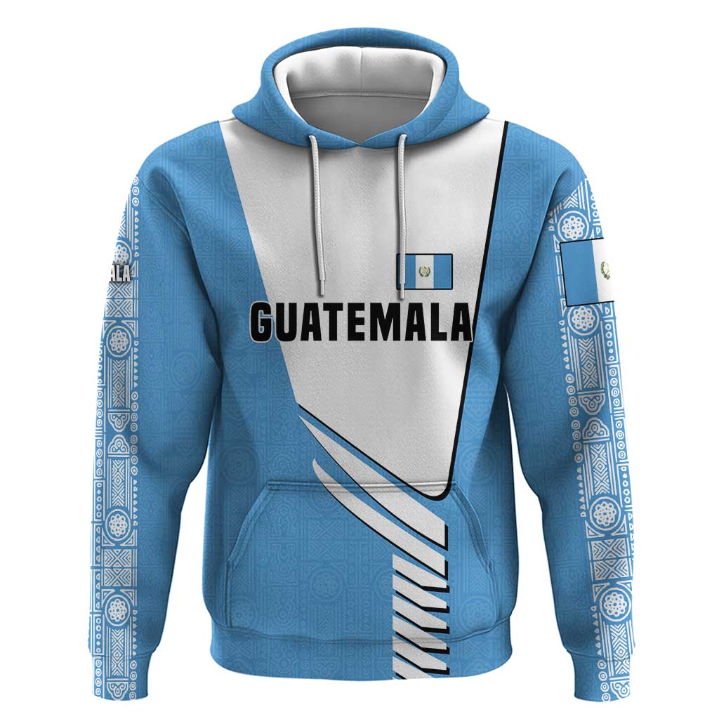 Guatemala Cute Quetzal Bird Hoodie with Blue White Flag Colors and Tribal Pattern Design TS04