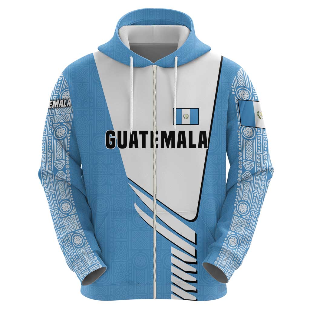 Guatemala Cute Quetzal Bird Hoodie with Blue White Flag Colors and Tribal Pattern Design TS04