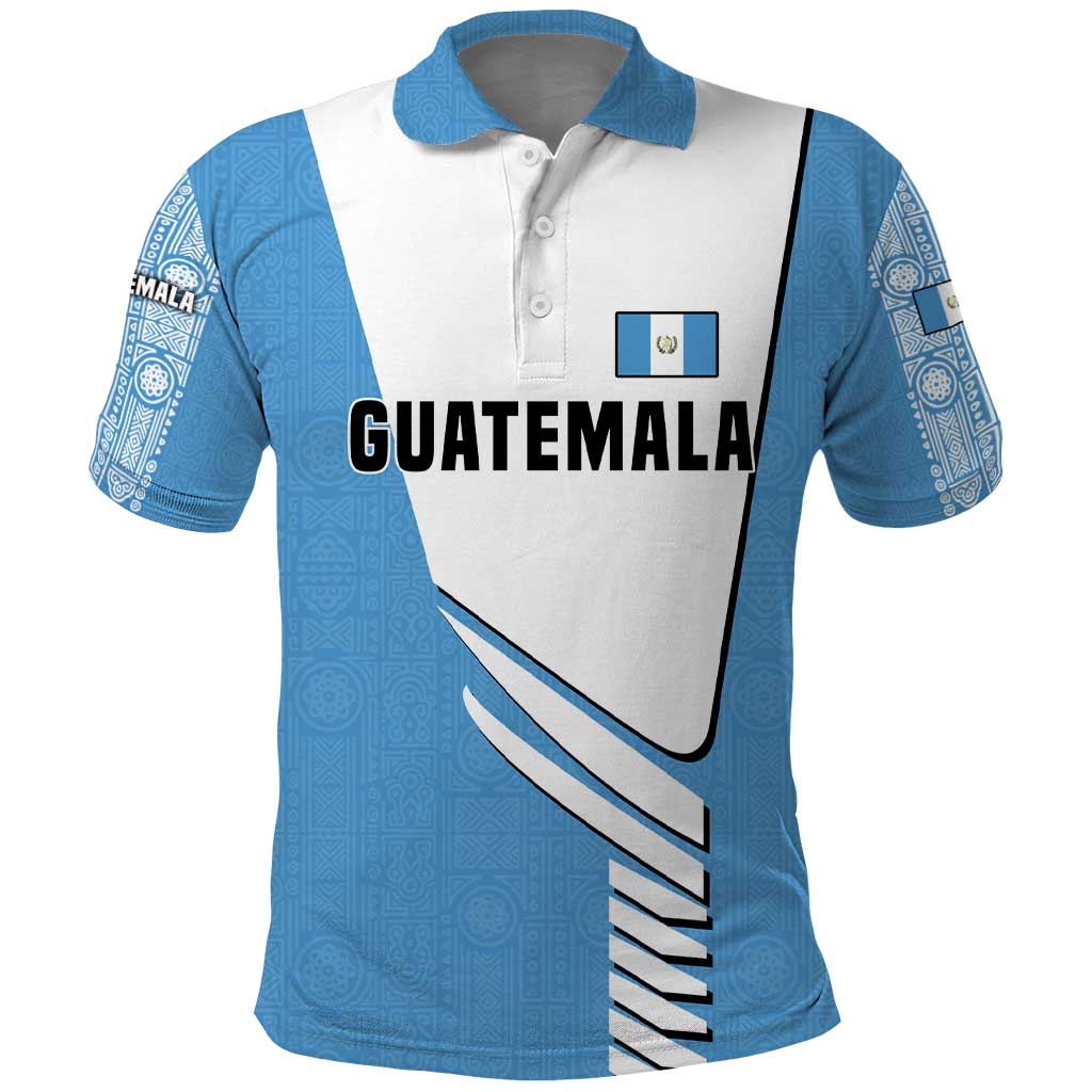 Guatemala Cute Quetzal Bird Polo Shirt with Blue White Flag Colors and Tribal Pattern Design TS04