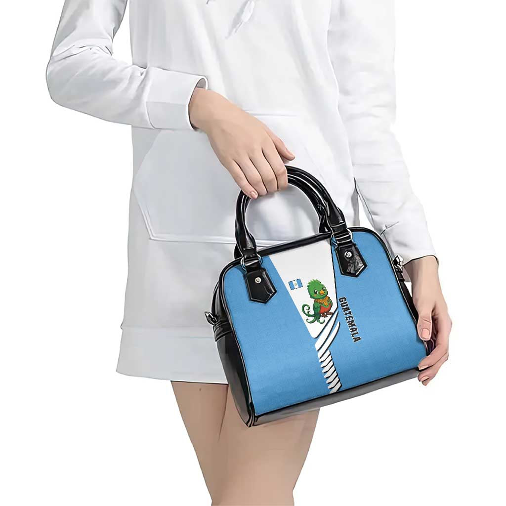 Guatemala Cute Quetzal Bird Shoulder Handbag with Blue White Flag Colors and Tribal Pattern Design TS04