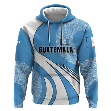 Guatemala Flag Map Hoodie with Blue White Swirl and Geometric Pattern Design TS04