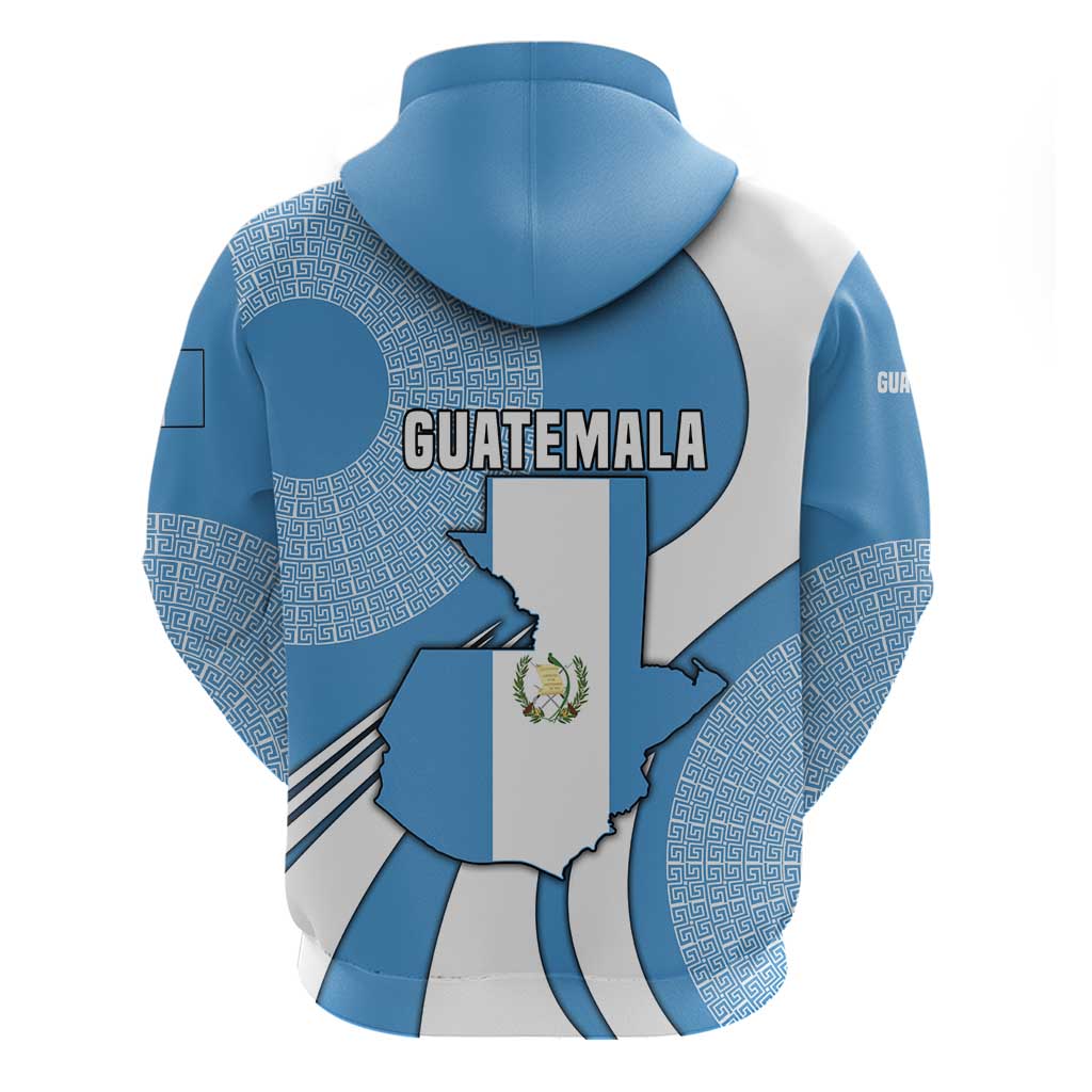 Guatemala Flag Map Hoodie with Blue White Swirl and Geometric Pattern Design TS04