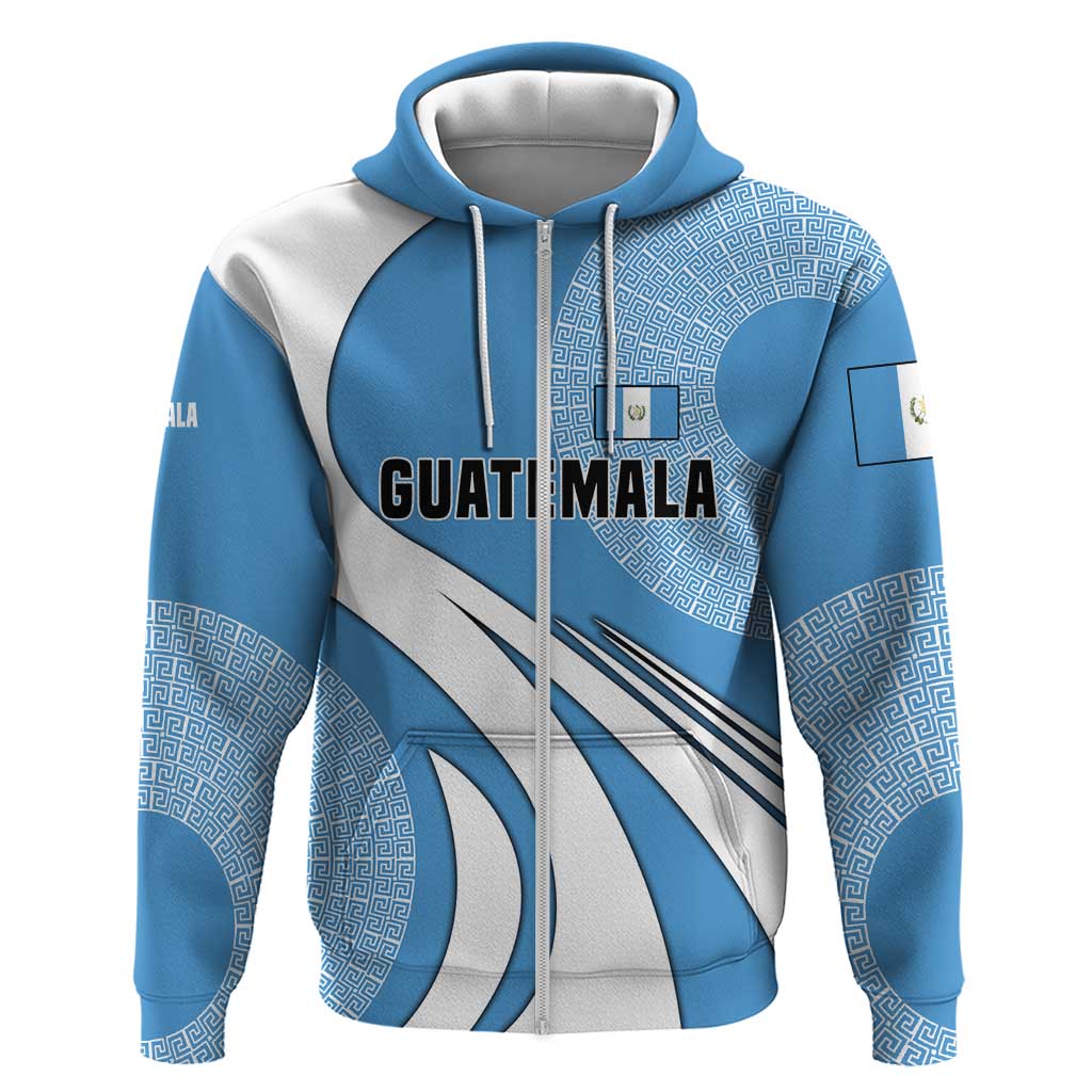 Guatemala Flag Map Hoodie with Blue White Swirl and Geometric Pattern Design TS04