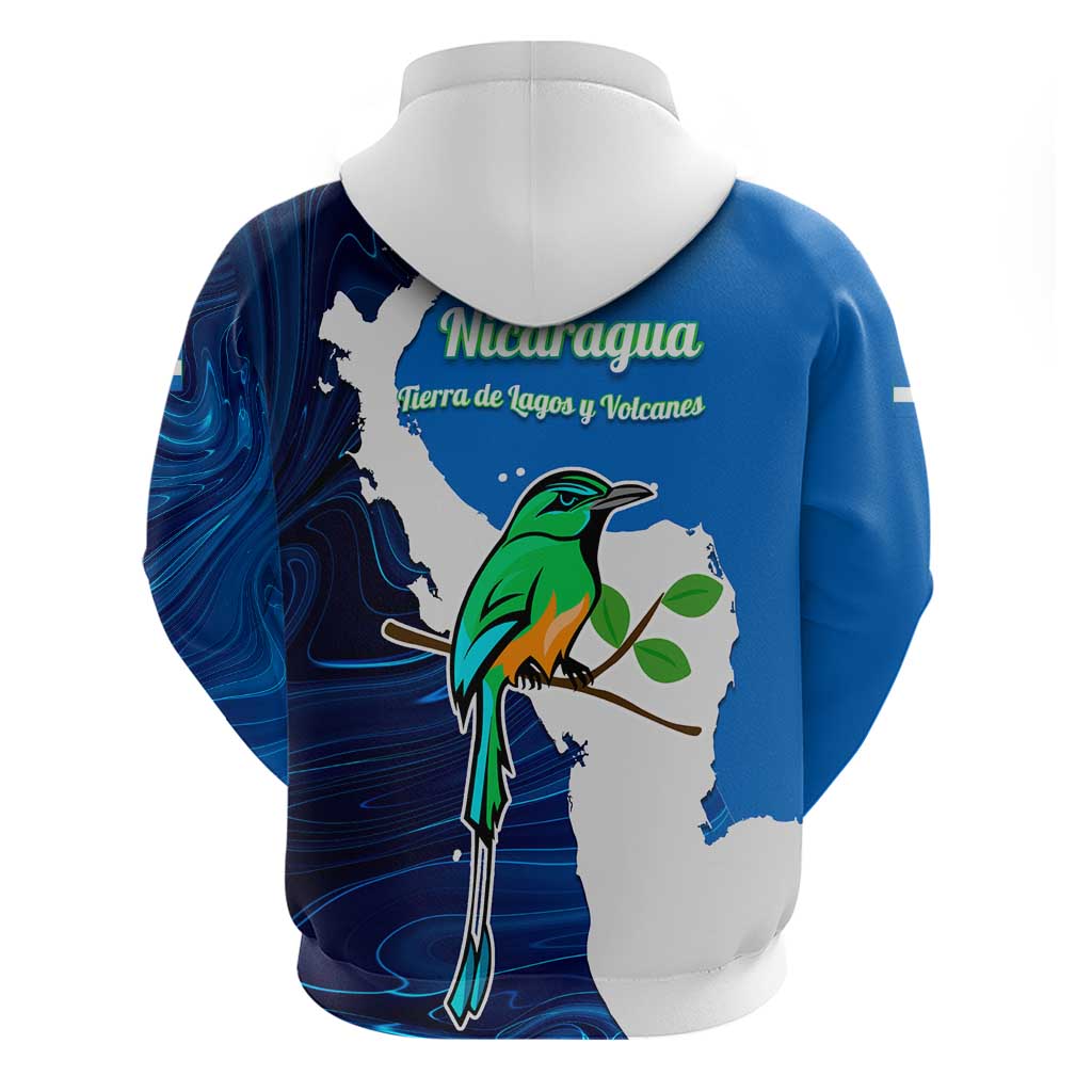 Nicaragua Guardabarranco Bird Hoodie with Volcano Map and National Emblem Design TS04