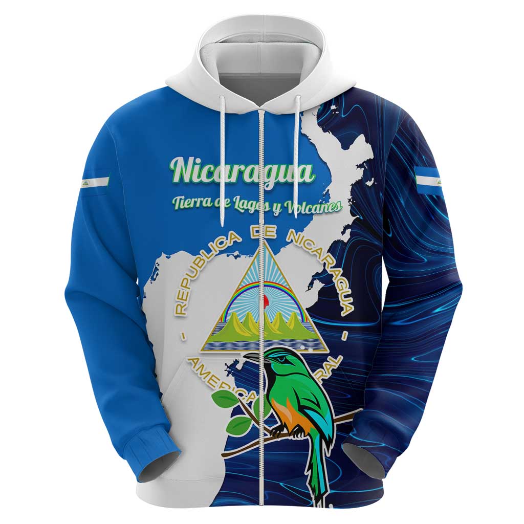 Nicaragua Guardabarranco Bird Hoodie with Volcano Map and National Emblem Design TS04