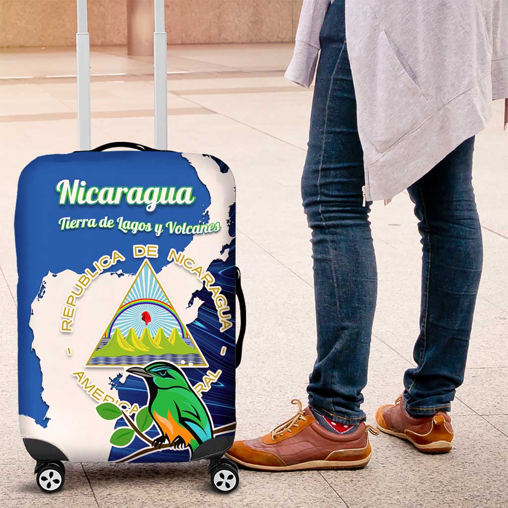 Nicaragua Guardabarranco Bird Luggage Cover with Volcano Map and National Emblem Design TS04