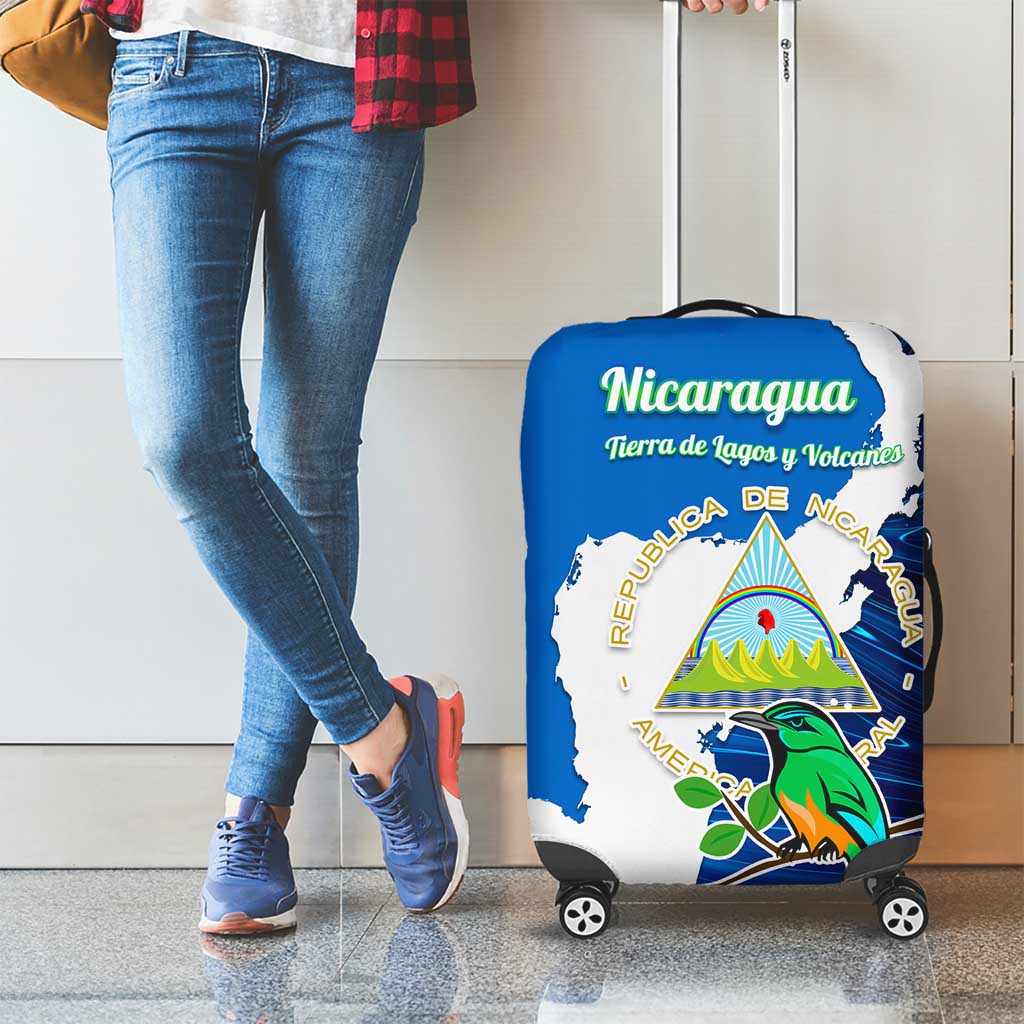Nicaragua Guardabarranco Bird Luggage Cover with Volcano Map and National Emblem Design TS04