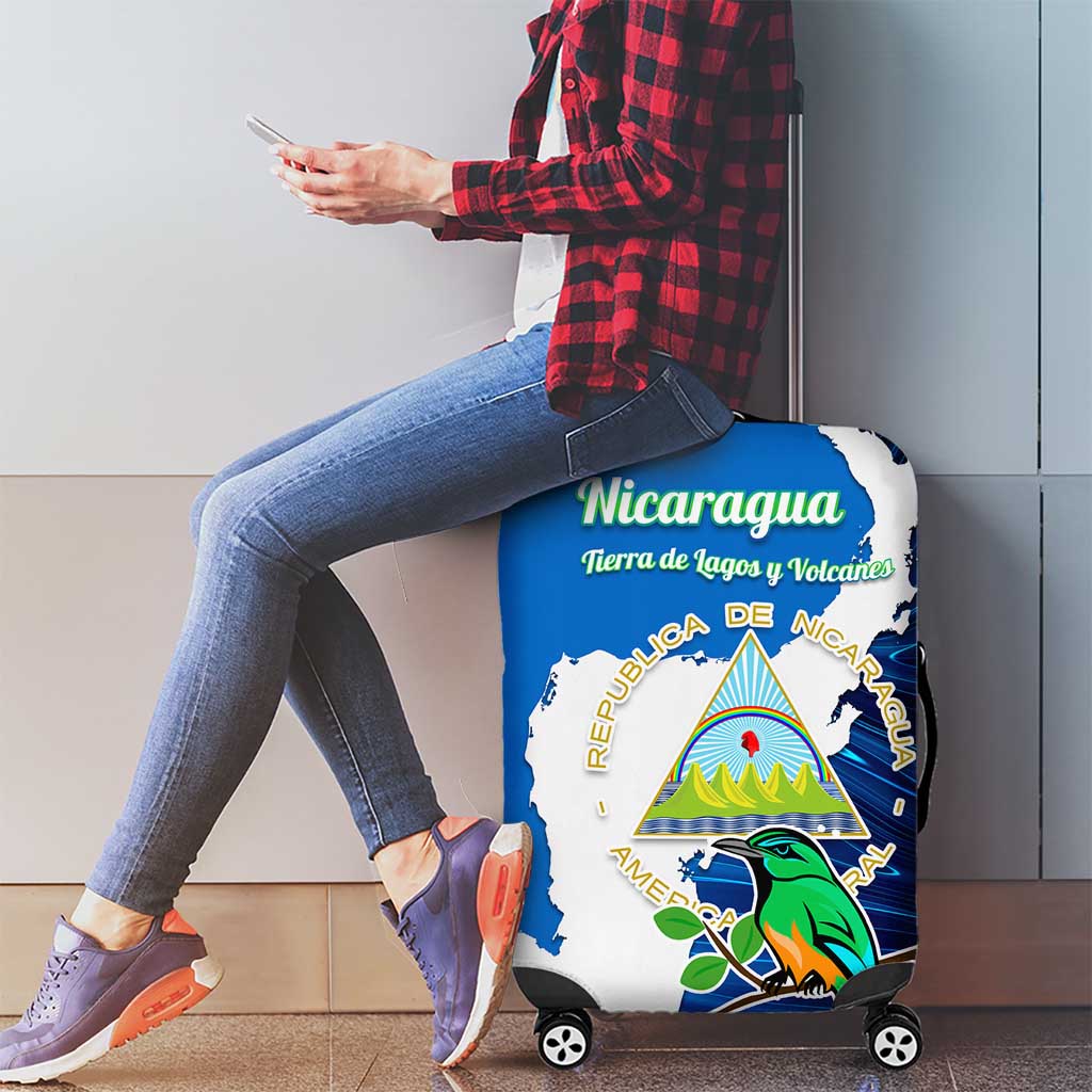 Nicaragua Guardabarranco Bird Luggage Cover with Volcano Map and National Emblem Design TS04