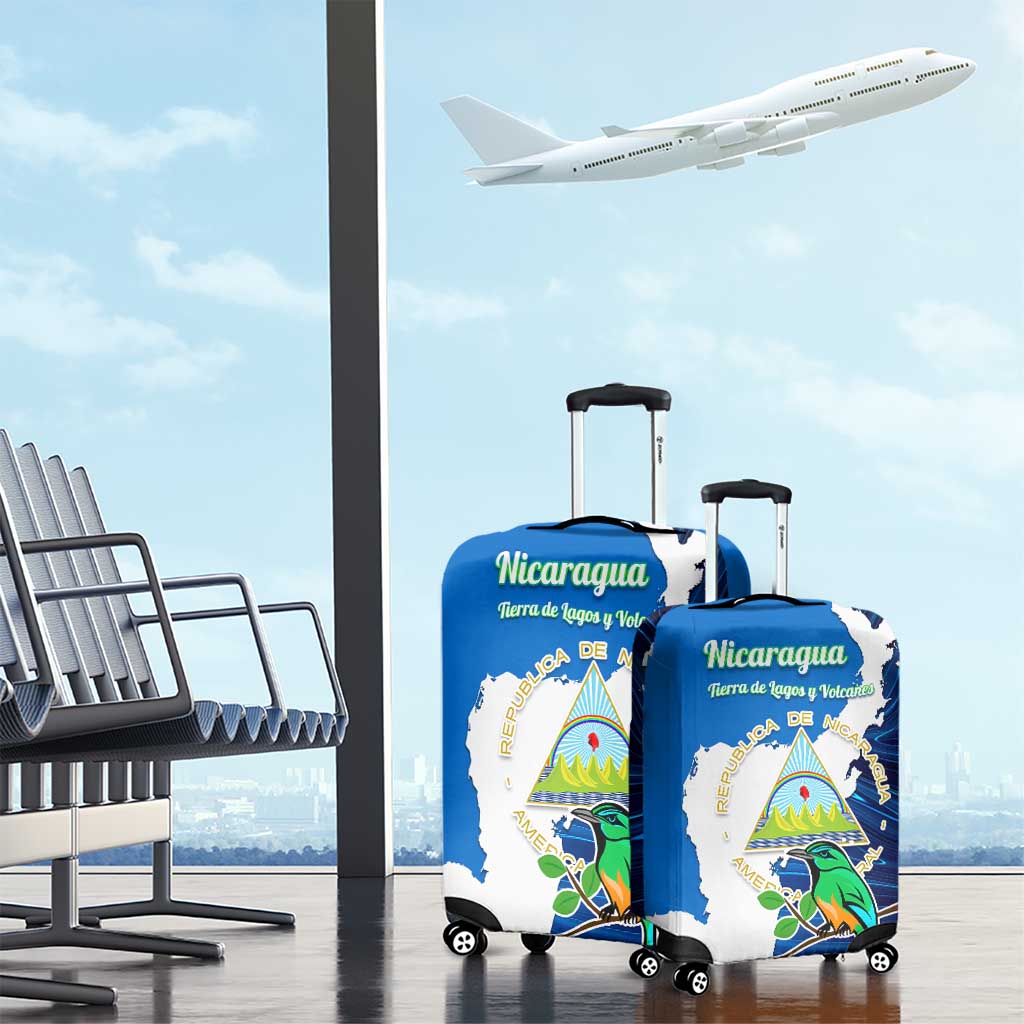 Nicaragua Guardabarranco Bird Luggage Cover with Volcano Map and National Emblem Design TS04