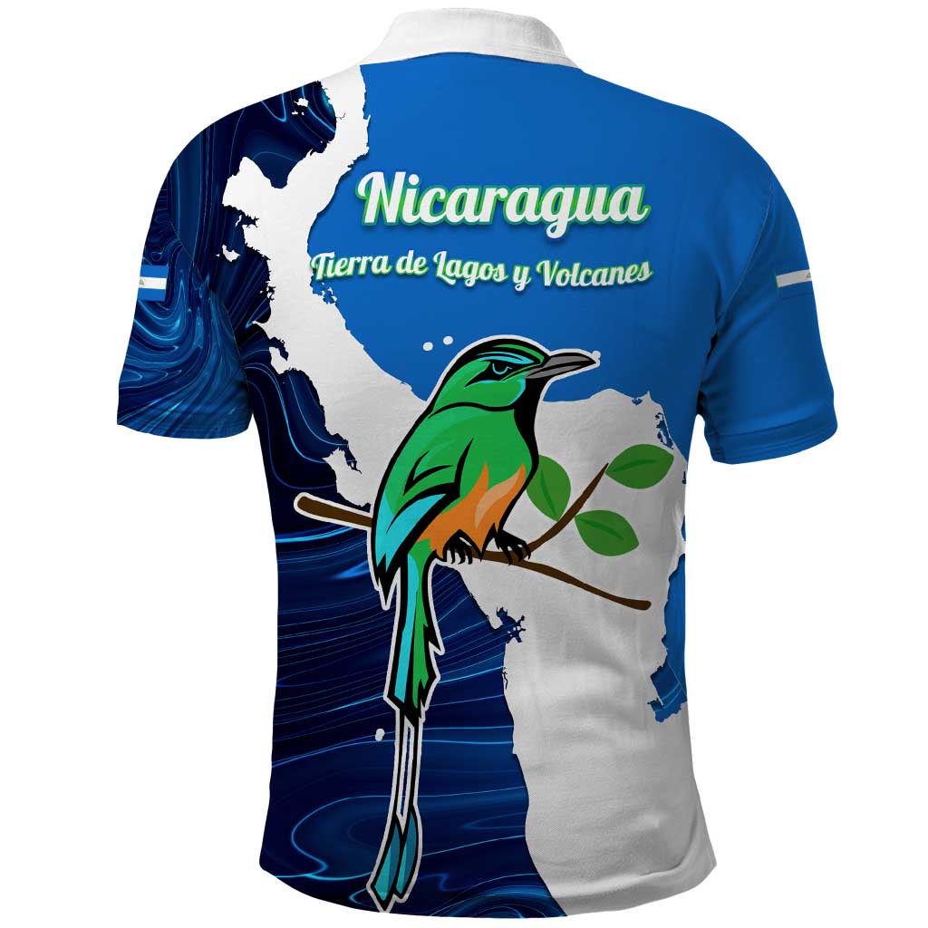 Nicaragua Guardabarranco Bird Polo Shirt with Volcano Map and National Emblem Design TS04