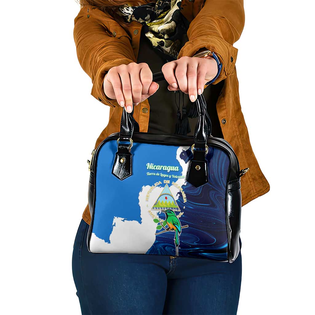 Nicaragua Guardabarranco Bird Shoulder Handbag with Volcano Map and National Emblem Design TS04