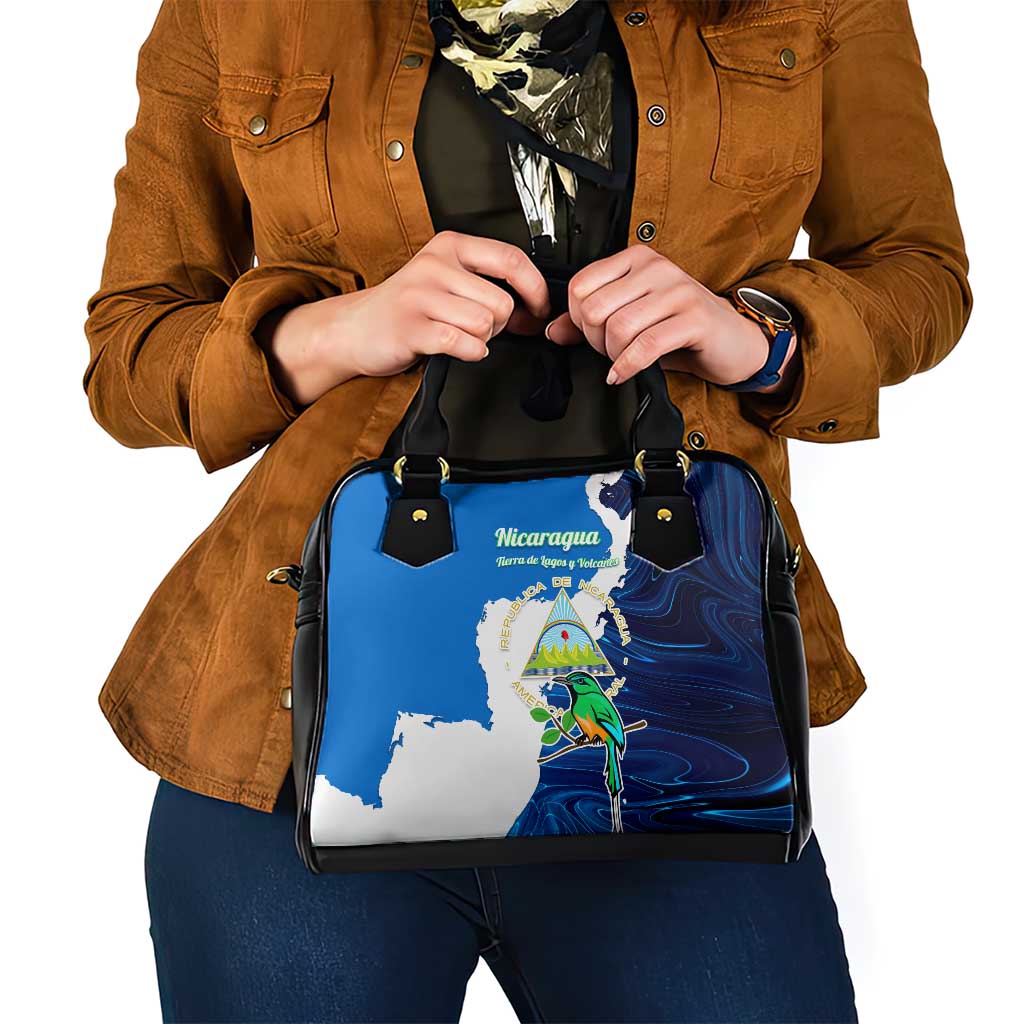 Nicaragua Guardabarranco Bird Shoulder Handbag with Volcano Map and National Emblem Design TS04