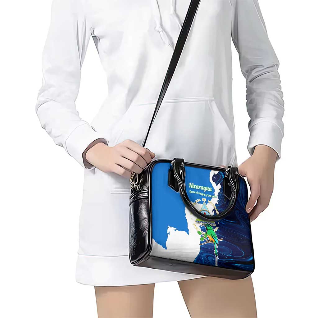 Nicaragua Guardabarranco Bird Shoulder Handbag with Volcano Map and National Emblem Design TS04