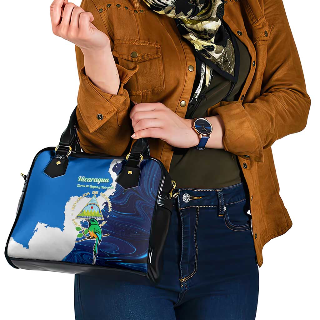 Nicaragua Guardabarranco Bird Shoulder Handbag with Volcano Map and National Emblem Design TS04