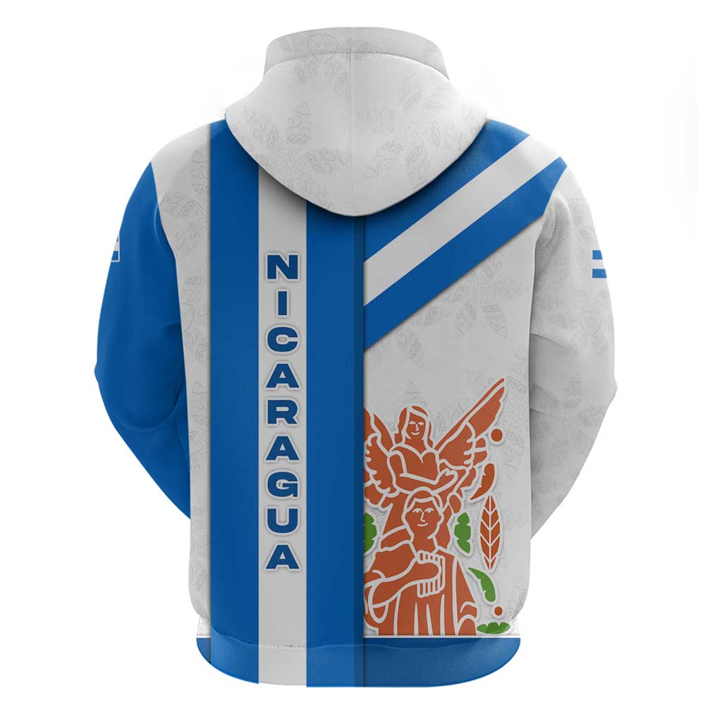 Nicaragua Cultural Art Hoodie with Blue White Stripes and Indigenous Motif Design TS04