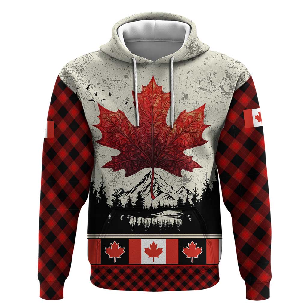 Canada Flag Hoodie Maple Leaf & Plaid Pattern Design TS04