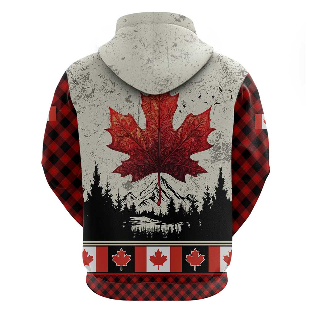 Canada Flag Hoodie Maple Leaf & Plaid Pattern Design TS04