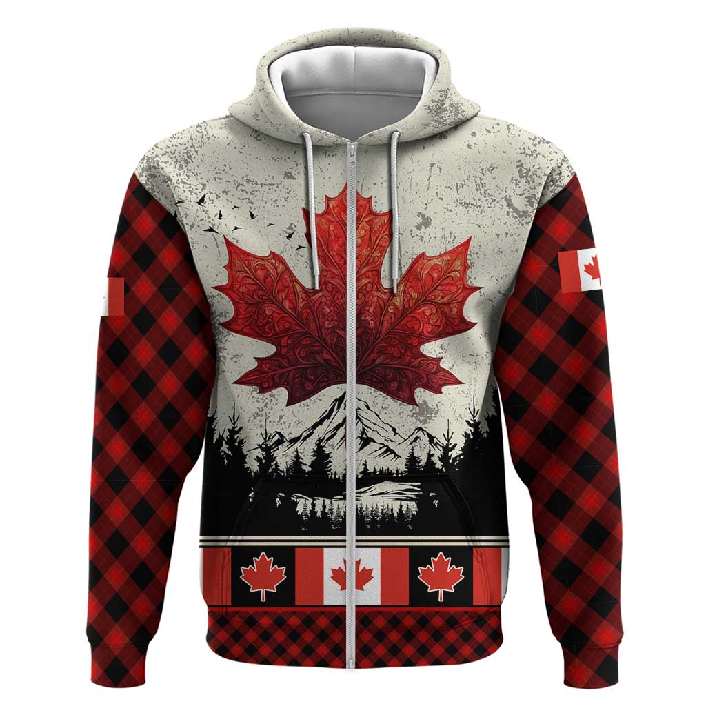 Canada Flag Hoodie Maple Leaf & Plaid Pattern Design TS04
