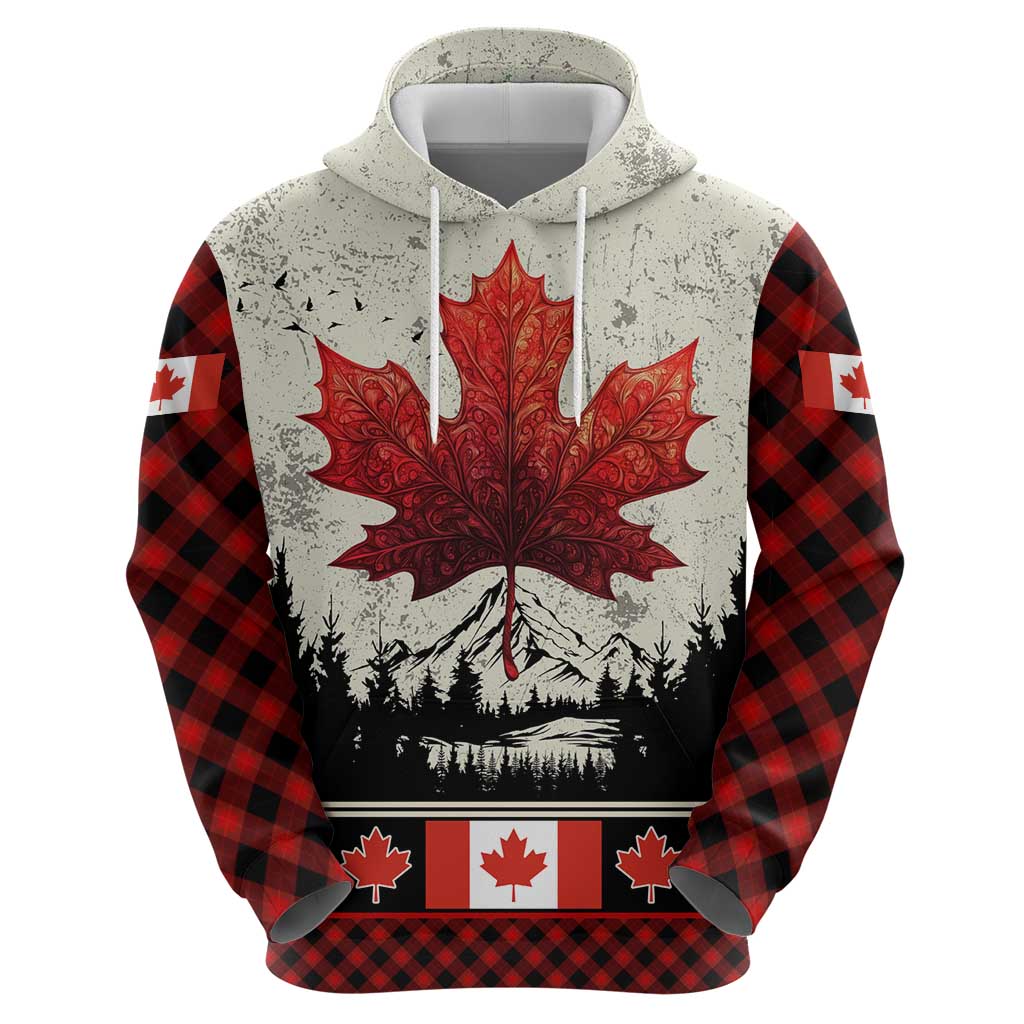 Canada Flag Hoodie Maple Leaf & Plaid Pattern Design TS04