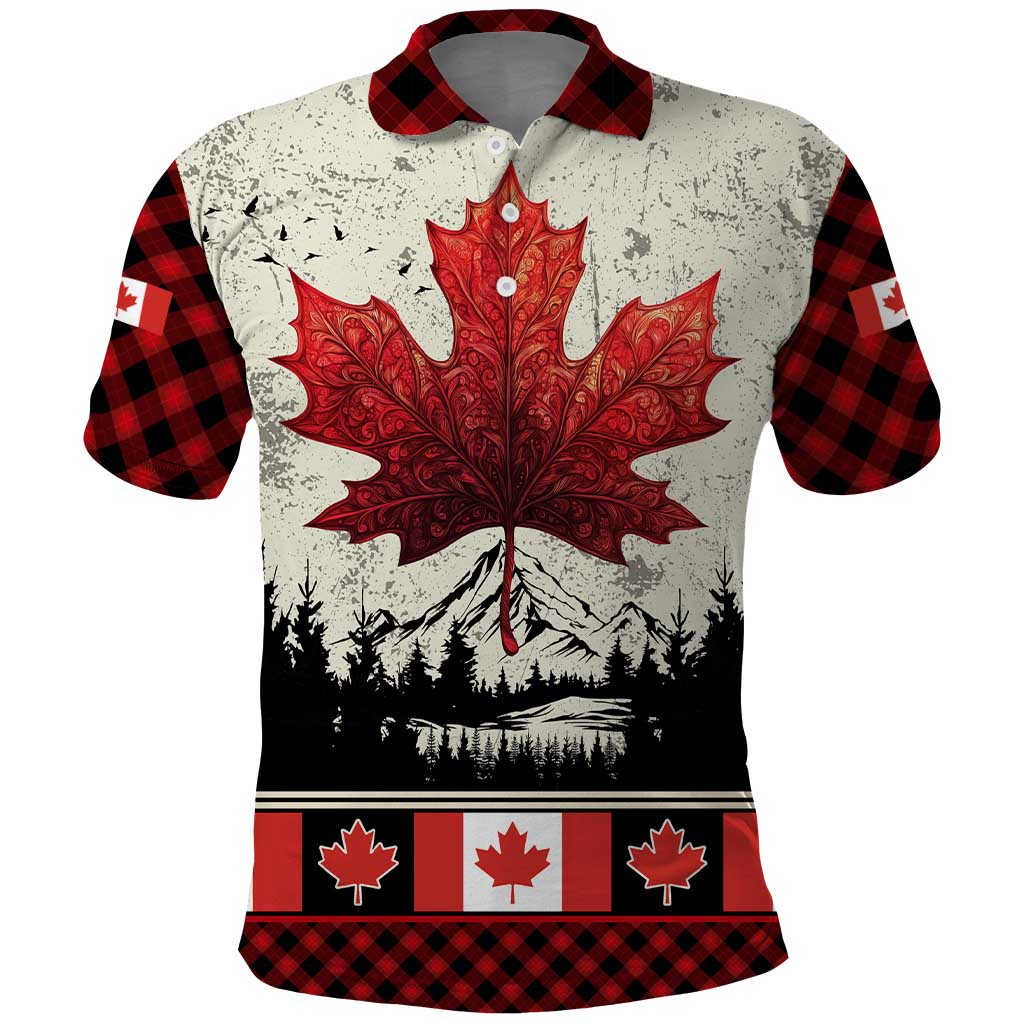 Canada Flag Polo Shirt Maple Leaf & Plaid Pattern Design TS04