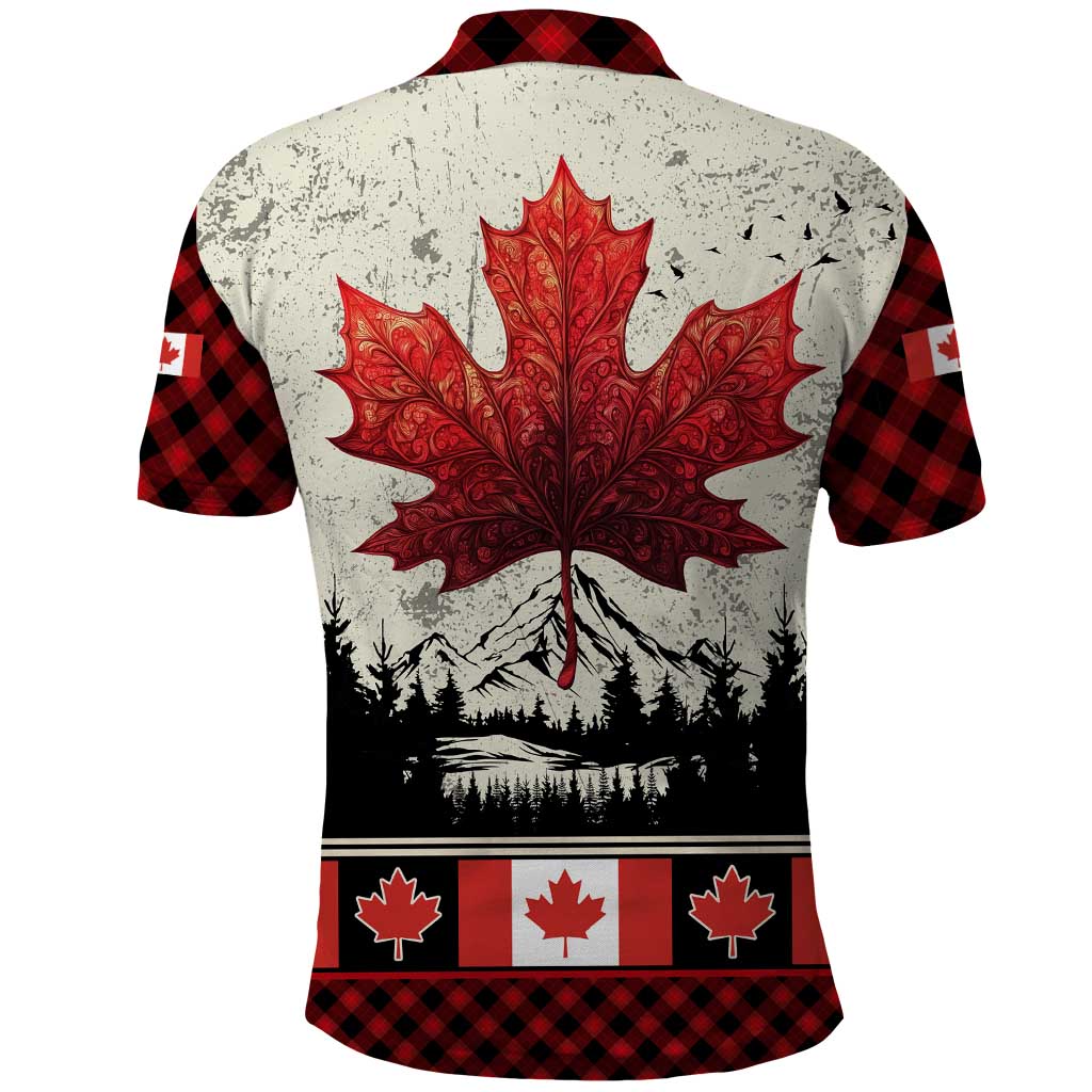 Canada Flag Polo Shirt Maple Leaf & Plaid Pattern Design TS04