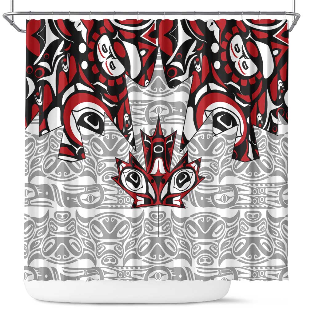 Canada Shower Curtain Haida Art-Inspired Pattern Design TS04