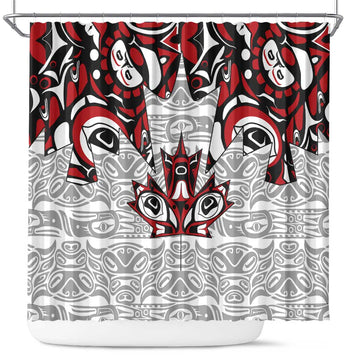 Canada Shower Curtain Haida Art-Inspired Pattern Design TS04